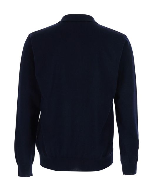Valentino Blue Sweater Polo Collar Wool Virgin for men