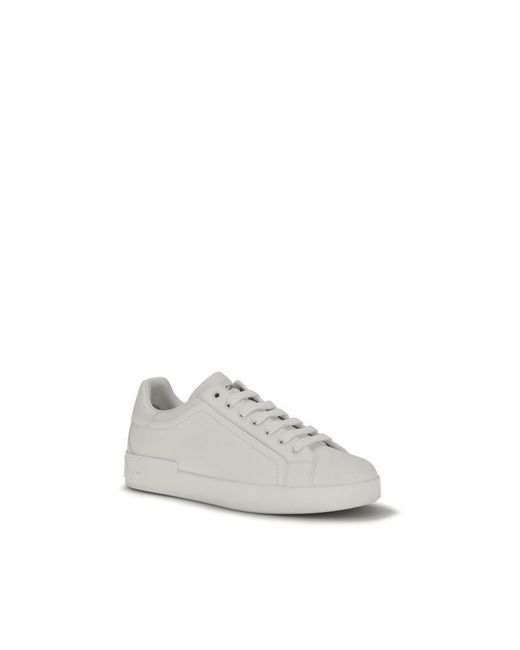 Dolce & Gabbana White Calf Leather Bos Taurus Low Top Sneakers for men
