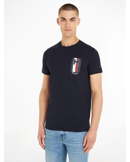 Tommy Hilfiger Blue Slim-Fit Jersey T-Shirt With Logo for men