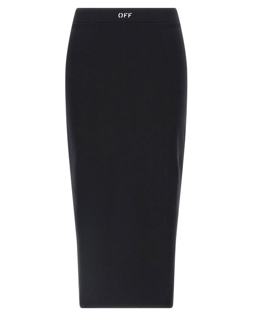 Off-White c/o Virgil Abloh Black Logo-Print Midi Skirt