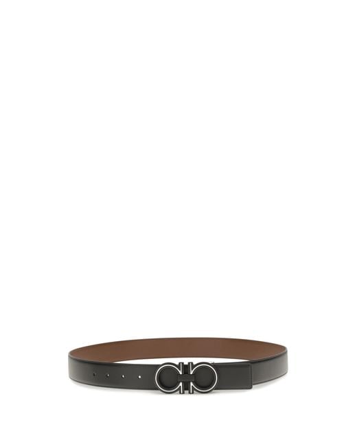 Ferragamo White Reversible Leather Belt Calf Bos Taurus E Braces for men