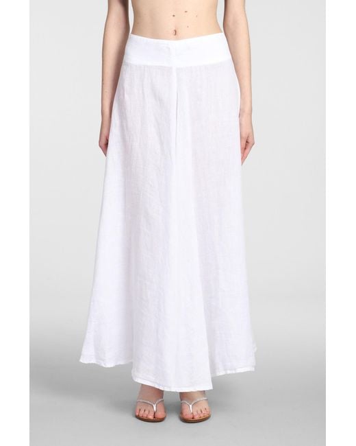 120% Lino Skirt In White Linen