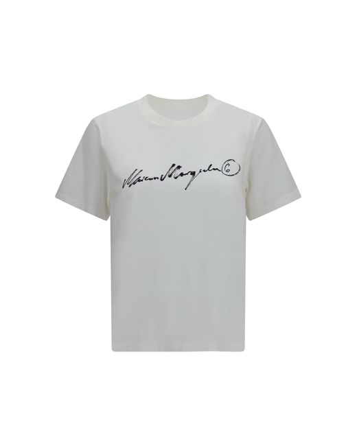 MM6 by Maison Margiela Gray Central-Print T-Shirt Cotton T-Shirts