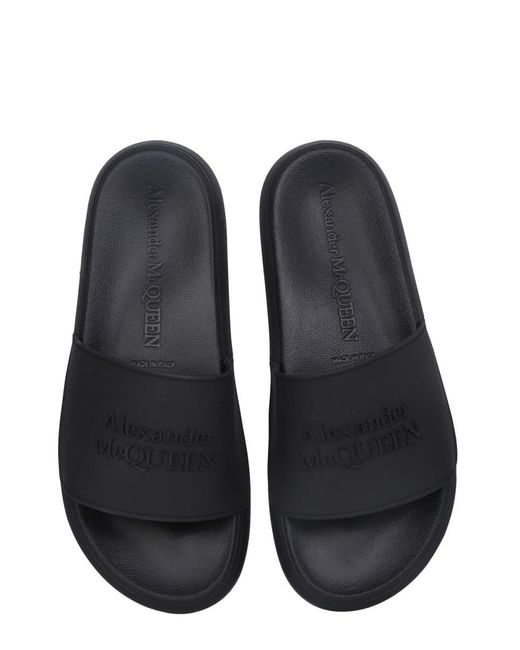 Alexander McQueen White Rubber Slide Sandals