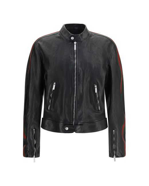 Gucci Black Bomber Jacket Buffalo Leather for men
