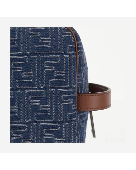 Fendi Blue Cotton Clutch Bag With Ff Pattern for men
