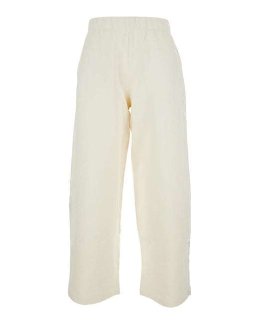 Max Mara White Cotton And Silk Blend Pants Trousers