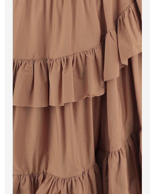 Chloé Brown Skirt Ruffled Cotton Poplin