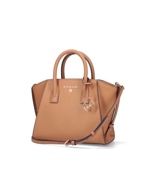 MICHAEL Michael Kors Pale Peanut Avril Small Leather Bag in White