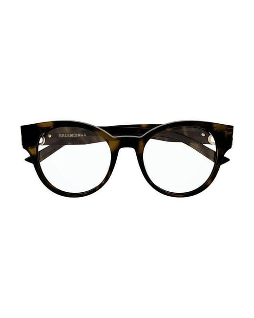 Balenciaga Black Eyeglasses Oval Full Rim, Dark Frame And Clear Demo Lenses Lens Bb0173O002