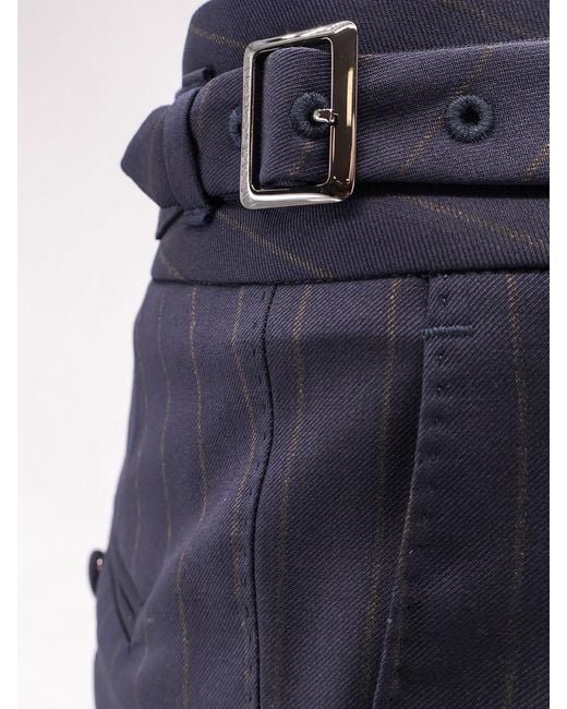 Dolce & Gabbana Blue Virgin Wool Trousers With Pinces for men