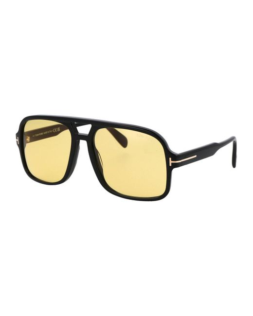 Tom Ford Falconer Square Frame Sunglasses In Natural 