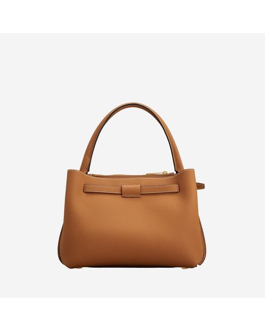 Tod's Brown Tim Top Handle Leather Bag Calfskin Shoulder