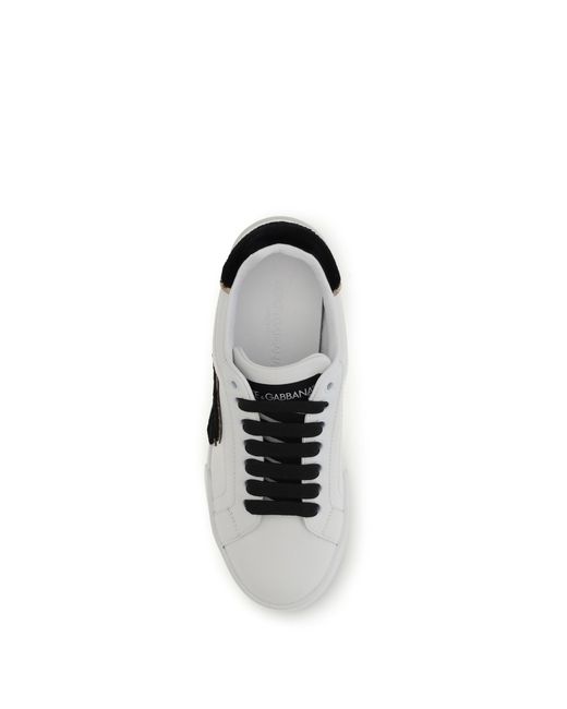Dolce & Gabbana White Leather Sneakers With Logo