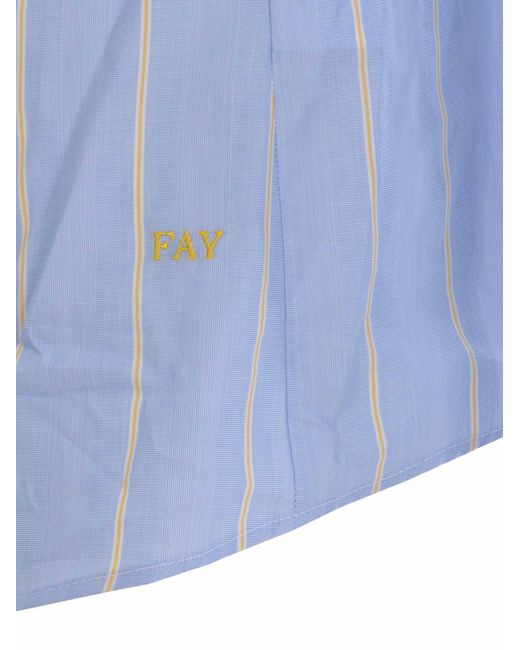 Fay Blue Shirt Made Of Poplin