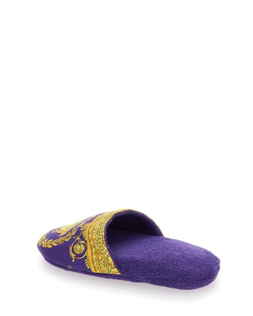 Versace Purple Slippers I Heart Baroque