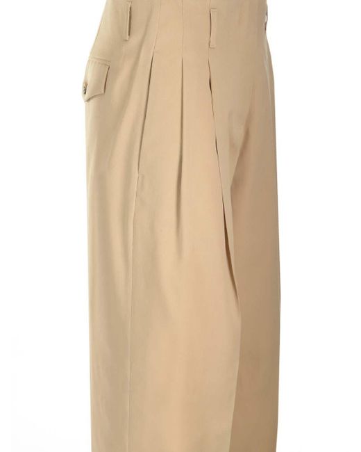 Golden Goose Deluxe Brand Natural Wide Trousers With Pleats