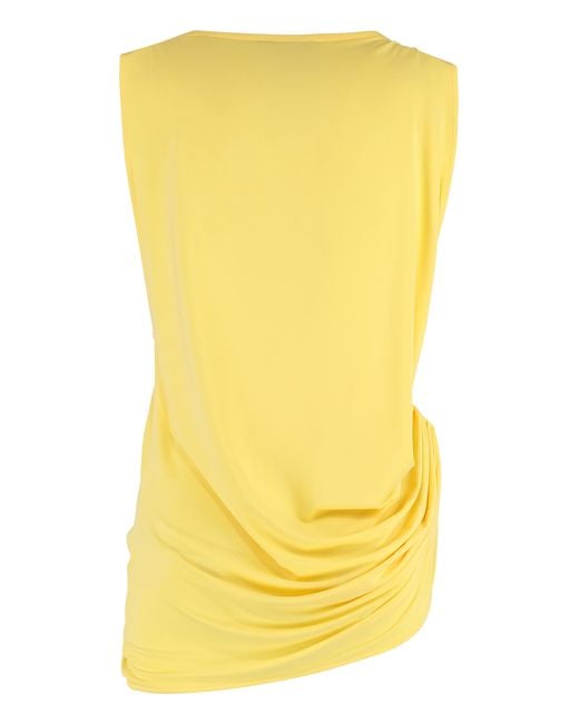 Jacquemus Yellow Square-Neck Top Polyester Blouses