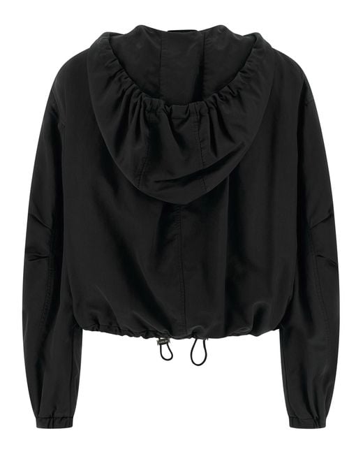 The Attico Black Hooded Bomber Jacket