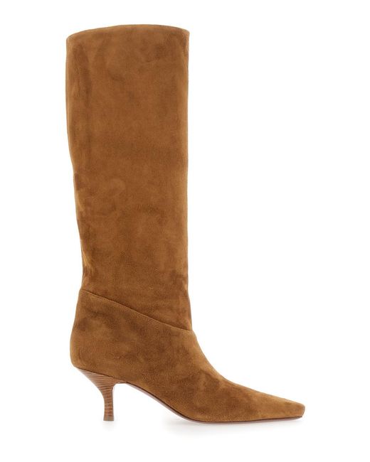 Paris Texas Brown Heeled Boots Rose 60 Goat Leather