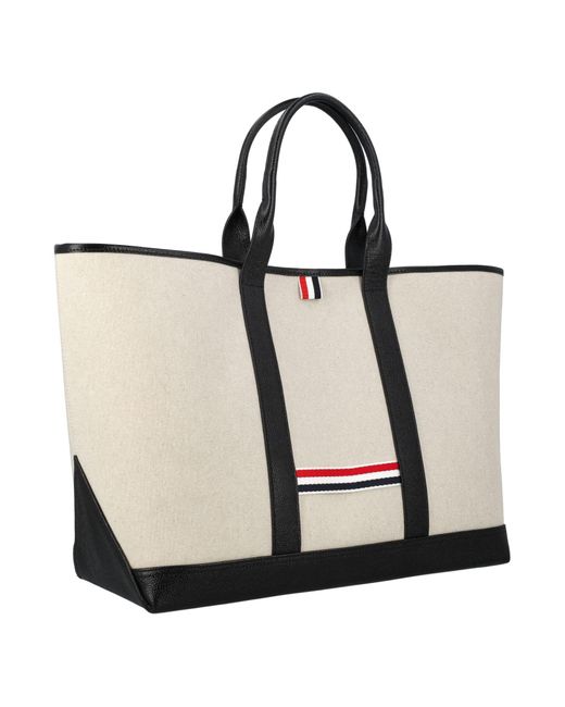 Thom Browne White Medium Tool Tote W/ Leather Handles for men