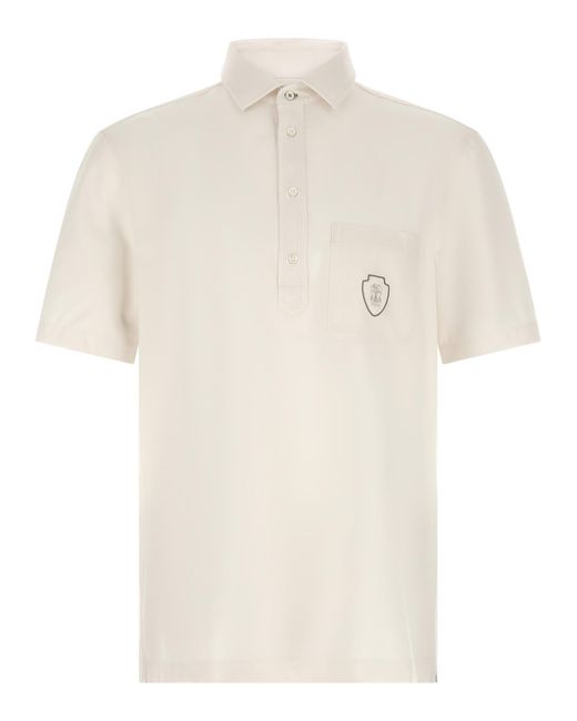 Brunello Cucinelli White Virgin Wool Polo Shirt for men