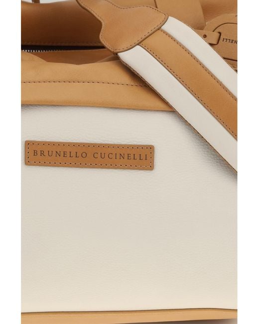 Brunello Cucinelli White Active Travel Bag Calf Leather Bos Taurus for men