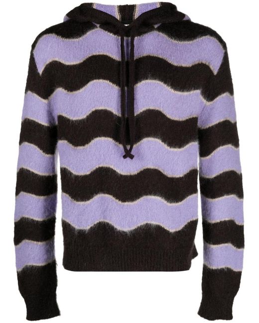 Salvatore Santoro Multicolor Brown And Lilac Striped Knitted Hoodie for men