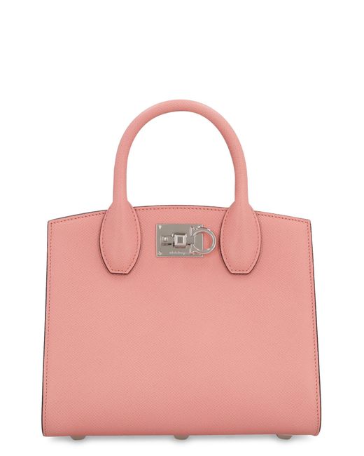 Ferragamo Pink The Studio Box Leather Handbag
