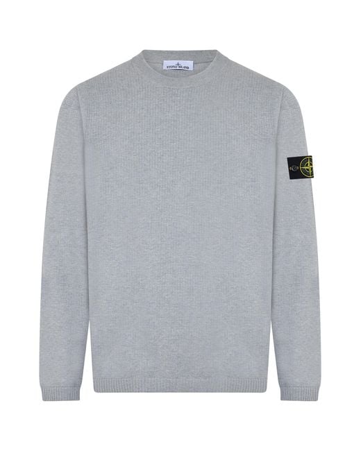 Stone Island Gray Crew Neck Cotton Sweater Sweatshirts for men