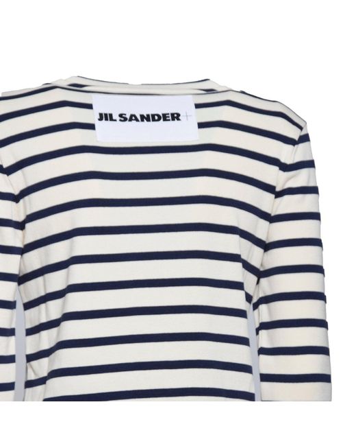 Jil Sander White + Striped Long-sleeved T-shirt