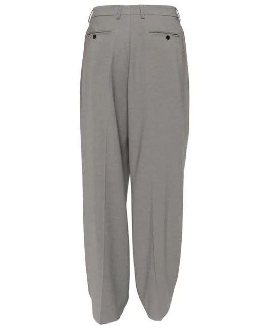 AMI Gray Straight-leg Pleat-detail Trousers for men