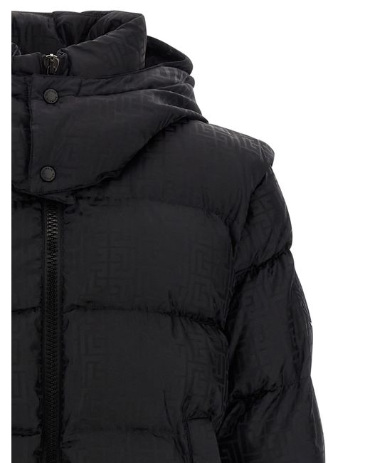Balmain Black 'monogram Pb Labirinto' Down Jacket for men
