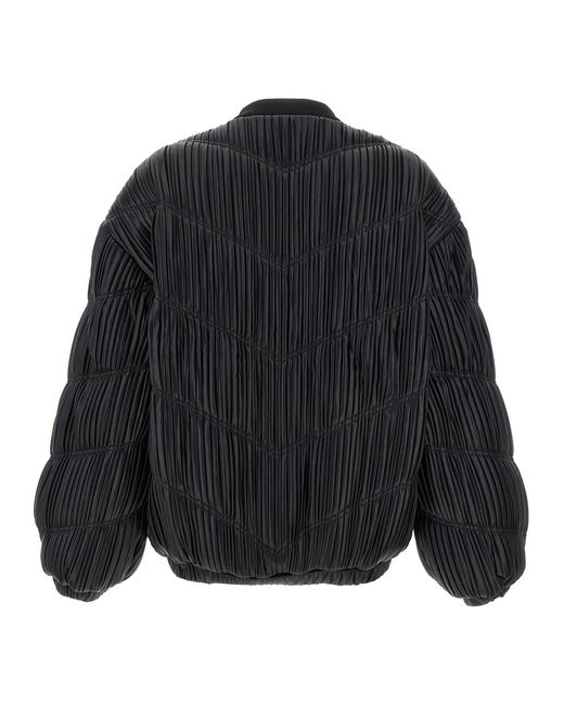ROTATE BIRGER CHRISTENSEN Black Pleated Bomber Jacket