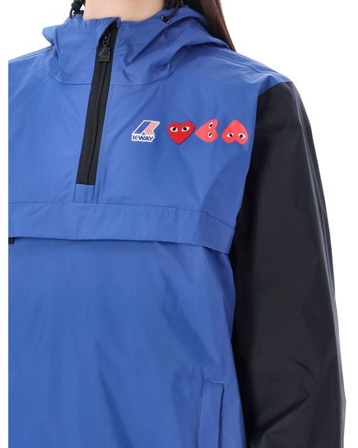 COMME DES GARÇONS PLAY Blue Bicolor Waterproof Hooded Jacket