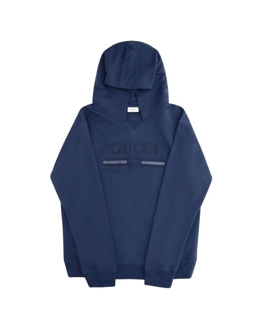Gucci Blue Cotton Hooded Sweatshirt For Boy Sweatshirts for men