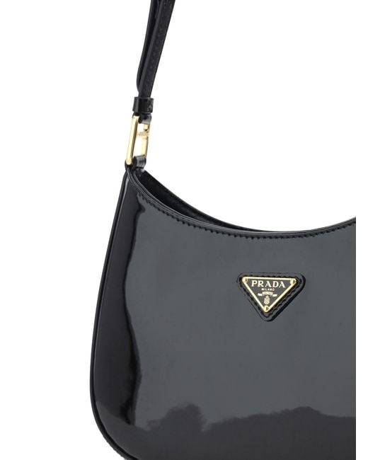 Prada Black Cleo Patent-leather Shoulder Bag