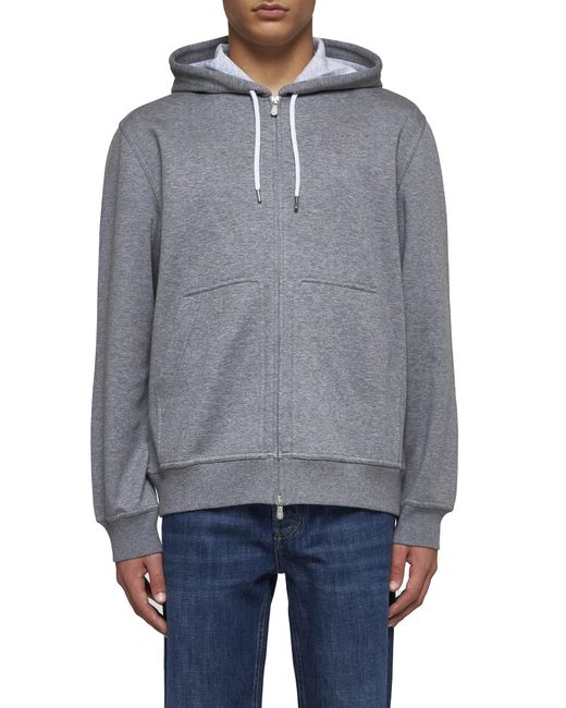 Brunello Cucinelli Gray Leisure Zip-Up Sweatshirt for men