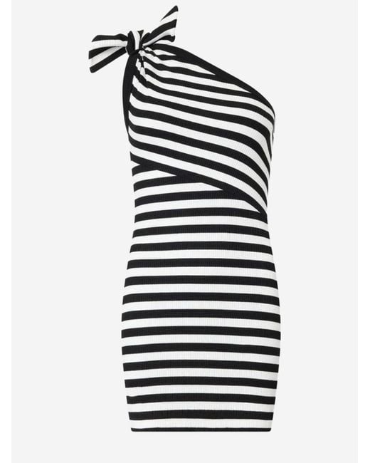 Patou White Dress One-Shoulder Cotton