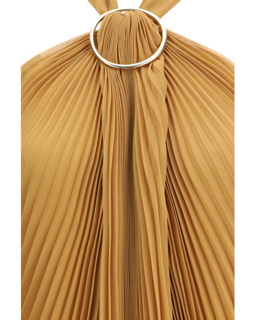Max Mara Metallic Top Plissé Chiffon Polyester Tops