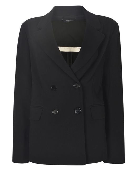 Max Mara Black Double-Breasted Fitted Blazer