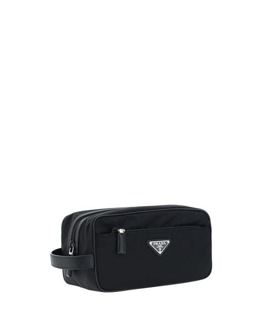 Prada Black Beauty Case Re-Nylon Polyamide Wash Bags for men