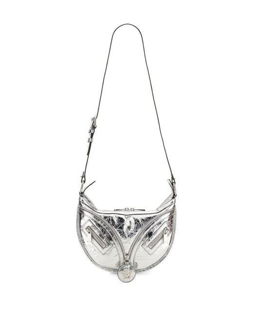 Versace White Repeat Small Hobo Bag Lambskin Shoulder
