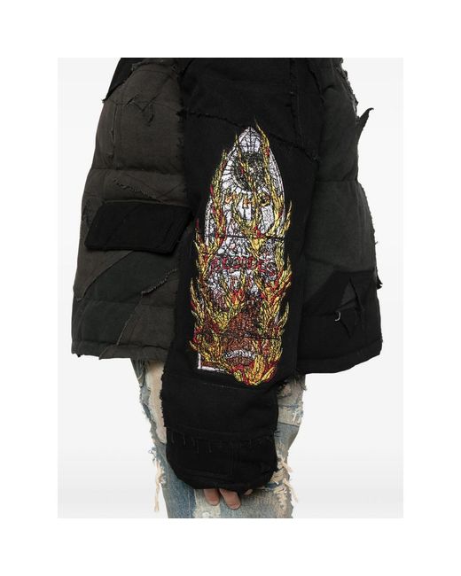 Who Decides War Black Patchwork Pocket Jacket for men