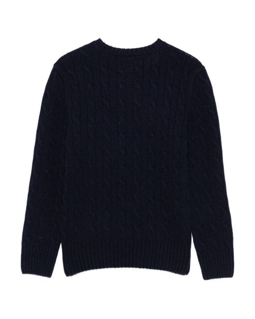 Polo Ralph Lauren Blue Wool And Cashmere Sweater With Pony Embroidery for men
