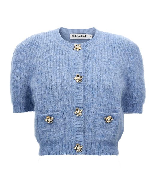 Self-Portrait Blue ' Soft Knit' Cardigan