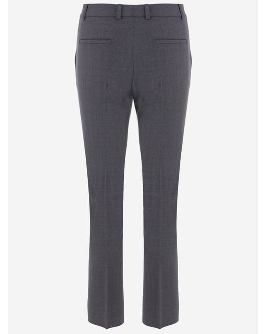 Ql2 Gray Stretch Wool-Blend Nellie Pants Trousers