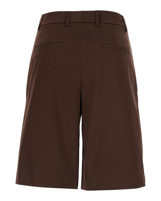 Le Plain Brown Bermuda Shorts Belt Loops And Two Back Welt Pockets Cotton For