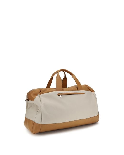 Brunello Cucinelli White Active Travel Bag Calf Leather Bos Taurus for men