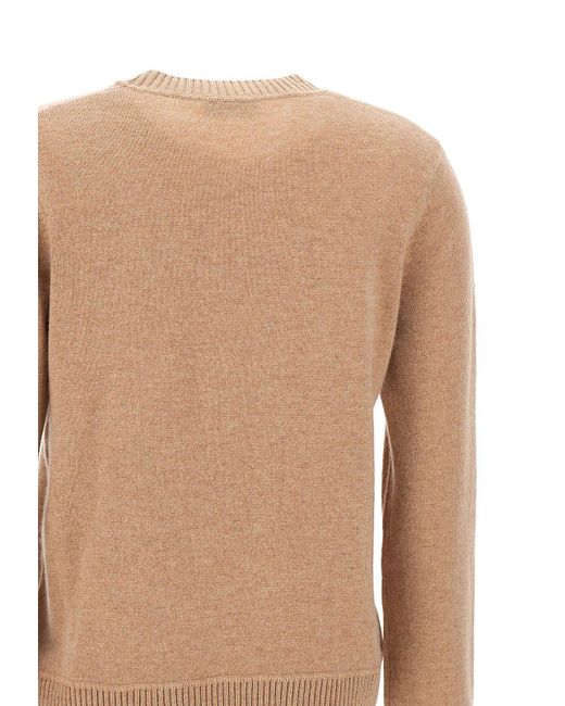 Elisabetta Franchi Natural Wool-Cashmere Logo Crewneck Sweater